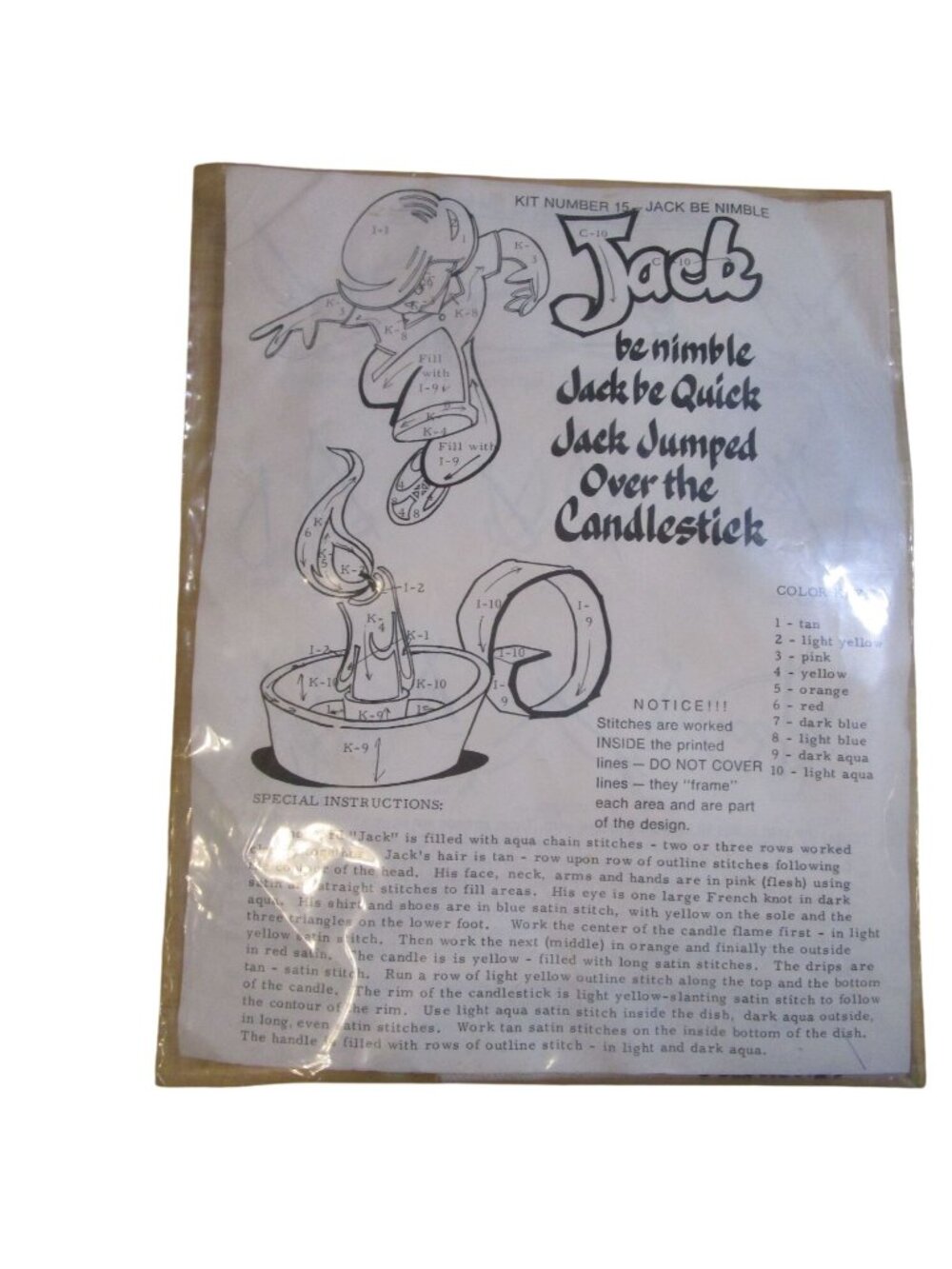 Jack Be Nimble Embroidery Crewel Vintage Nursery Rhyme Craft Kit Yarn Instructio